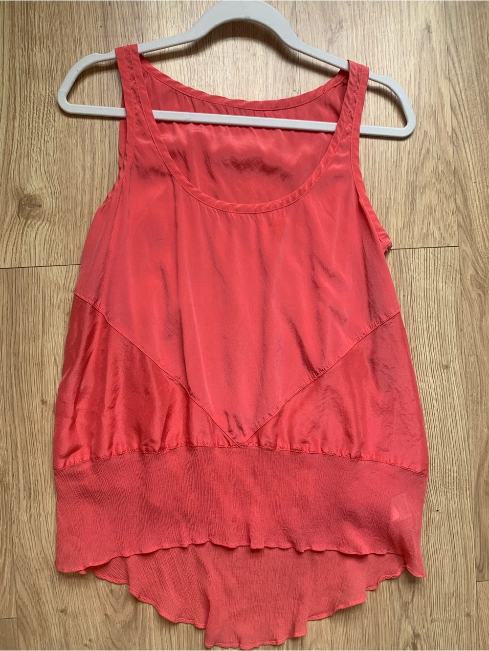 BEBE  Coral Sleeveless Chiffon Tank Top